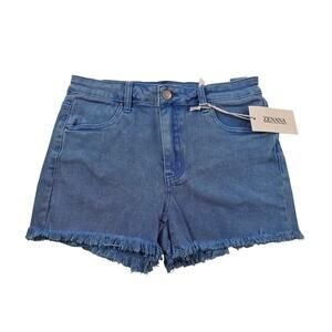 NWT Zenana sz S blue raw hem stretch pull on cut off shorts NEW summer casual